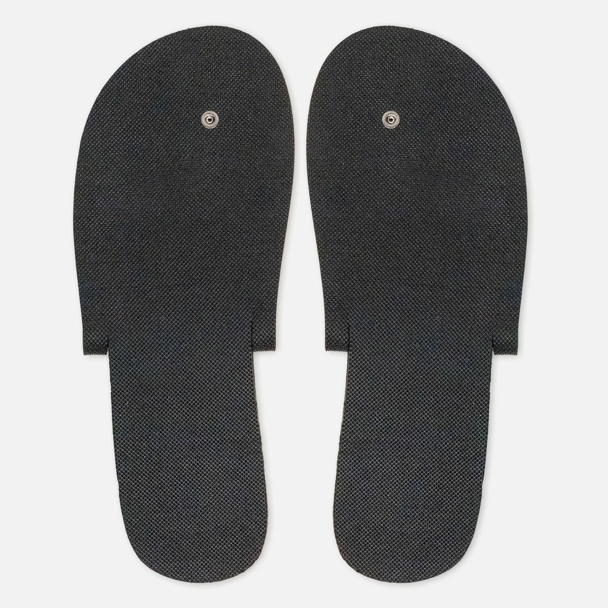 Non-slip tread and reinforced rivet on SHMLSS™ foldable flip-flops for high heels - Bottom View