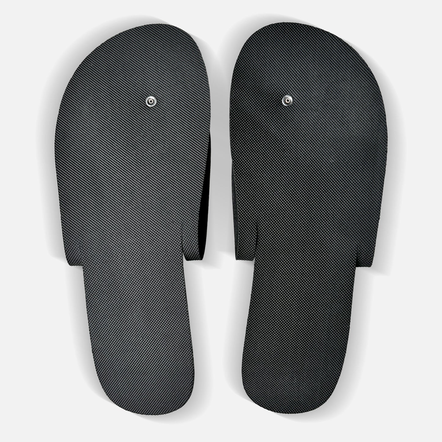 Non-slip tread and reinforced rivet on SHMLSS™ foldable flip-flops for high heels