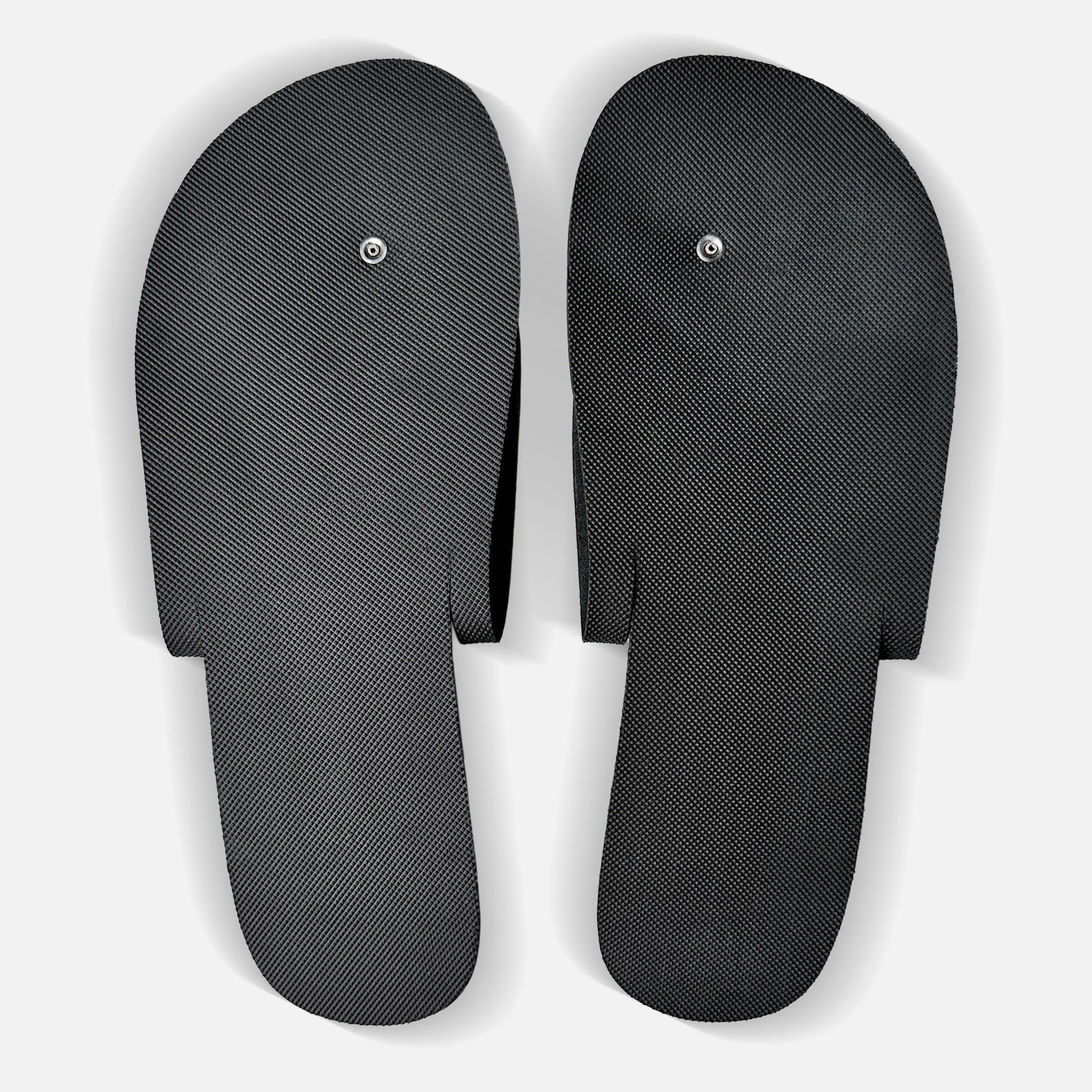 Non-slip tread and reinforced rivet on SHMLSS™ foldable flip-flops for high heels